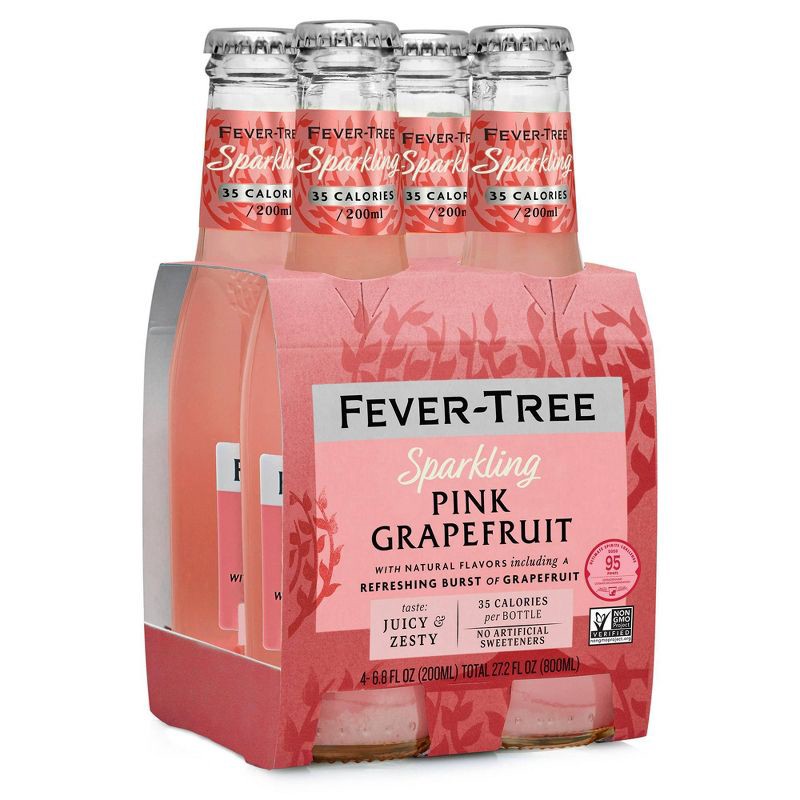 slide 3 of 6, Fever-Tree Sparkling Pink Grapefruit Bottles - 4pk/6.8 fl oz, 4 ct; 6.8 fl oz