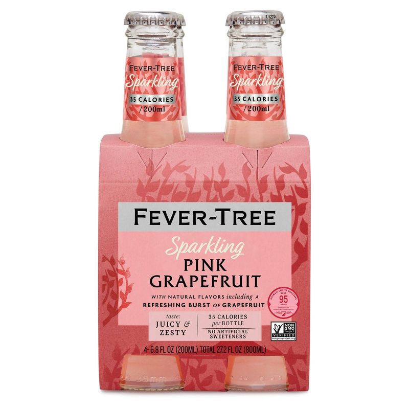 slide 1 of 6, Fever-Tree Sparkling Pink Grapefruit Bottles - 4pk/6.8 fl oz, 4 ct; 6.8 fl oz