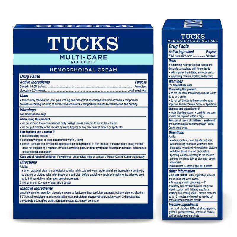 slide 3 of 8, Tucks Multi-Care Relief Kit Witch Hazel Pads - 40ct & Lidocaine Cream - 0.5oz, 40 ct, 0.5 oz