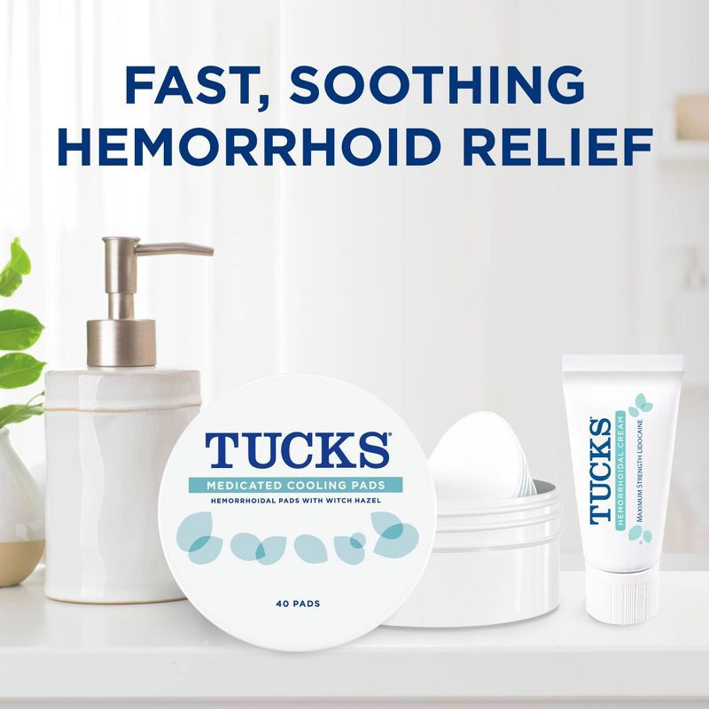 slide 4 of 8, Tucks Multi-Care Relief Kit Witch Hazel Pads - 40ct & Lidocaine Cream - 0.5oz, 40 ct, 0.5 oz