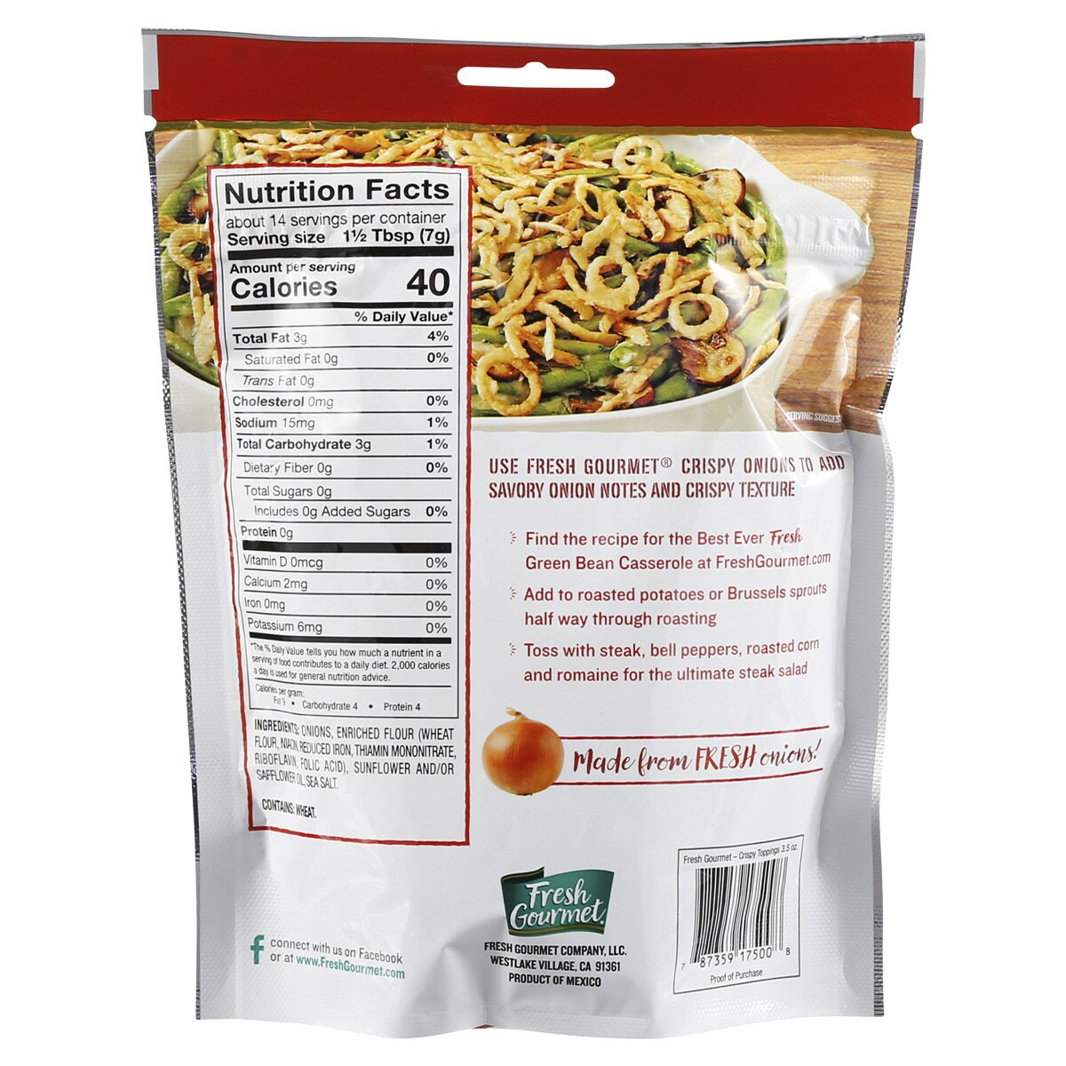 slide 2 of 2, Fresh Gourmet 3.5 oz. Crispy Onions, Bag, 3.5 oz