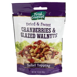 Fresh Gourmet Dried & Sweet Cranberries & Glazed Walnuts 3.5 oz
