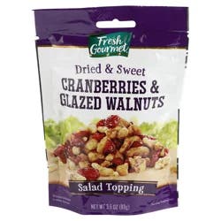 Fresh Gourmet Dried & Sweet Cranberries & Glazed Walnuts 3.5 oz