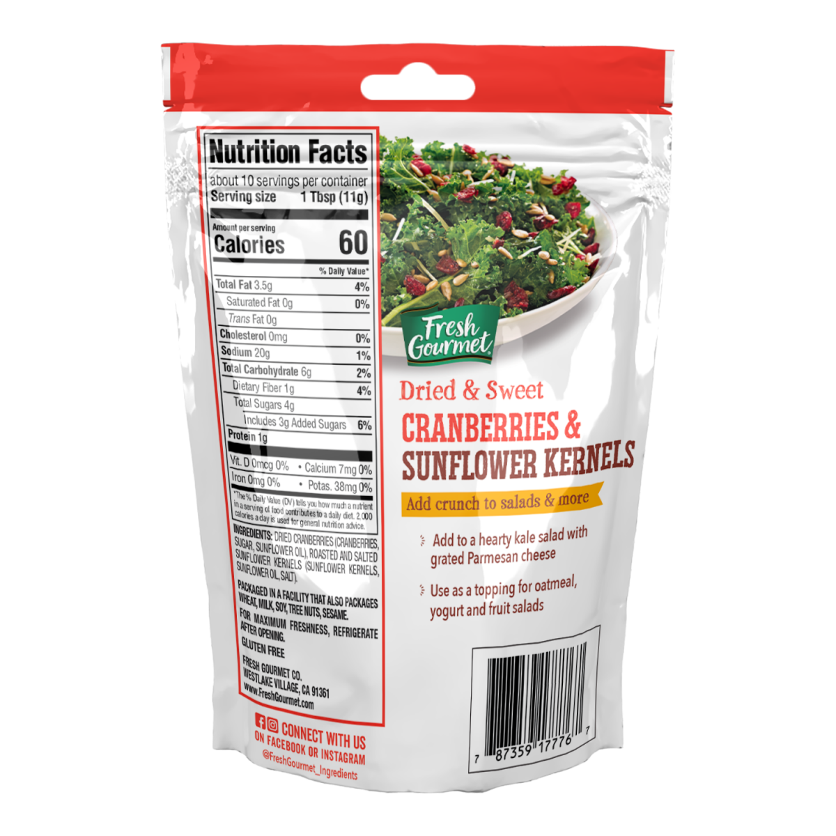 slide 2 of 2, Fresh Gourmet 4 oz. Cranberries and Sunflower Kernels, Bag, 4 oz