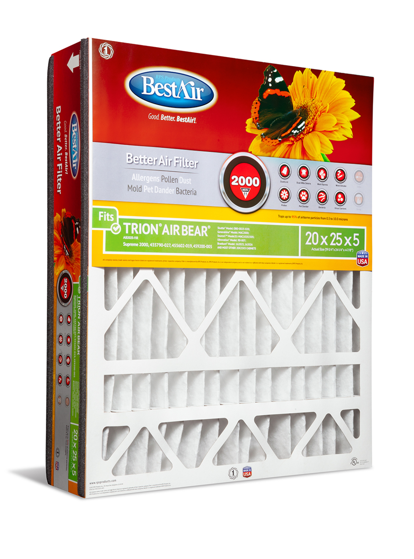 slide 1 of 1, BestAir Best Air Merv 11 Better Air Filter, 20x25 x 5