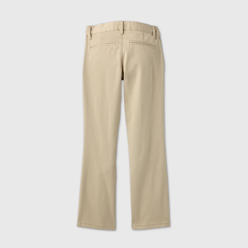 slide 3 of 3, Girls' Flat Front Stretch Uniform Straight Fit Chino Pants - Cat & Jack Beige 7, 1 ct