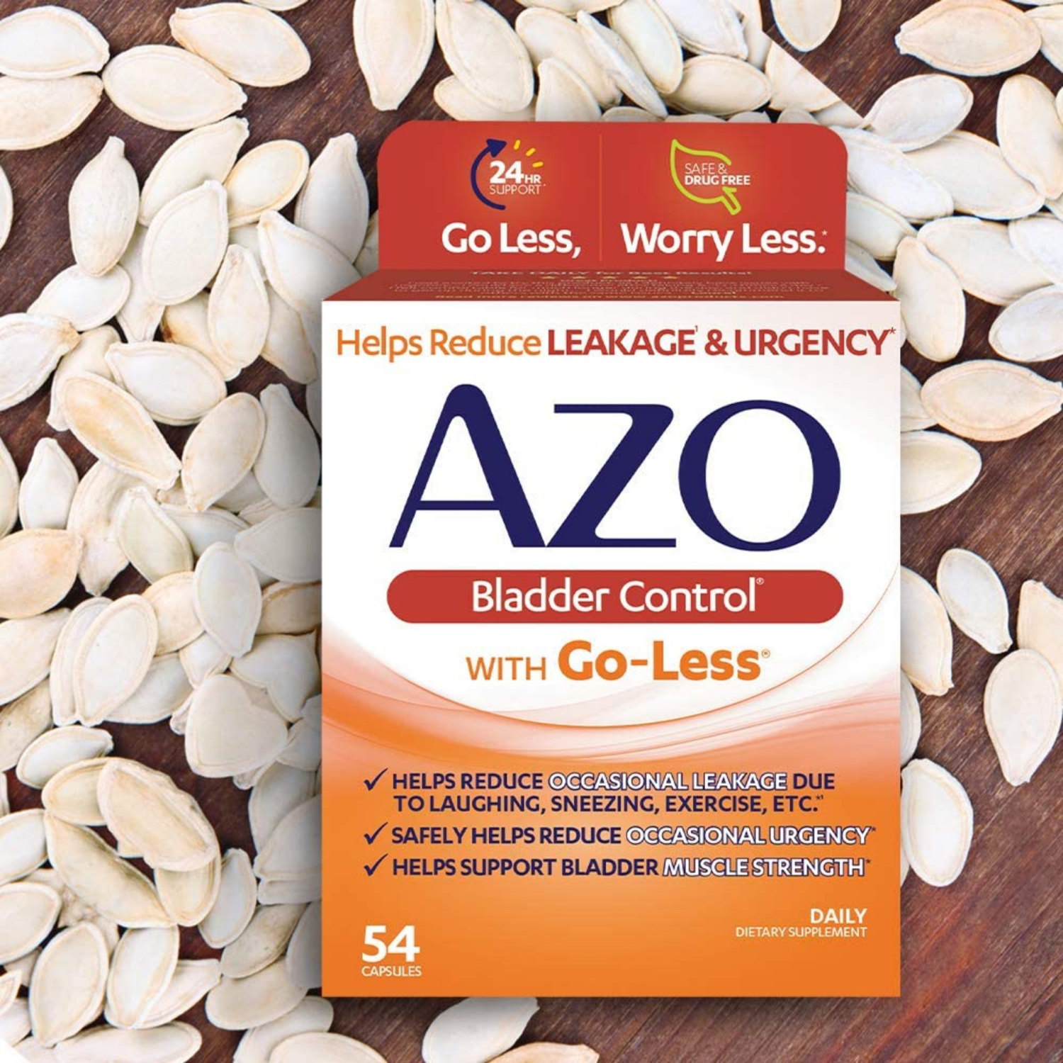 slide 5 of 6, AZO Capsules Daily Bladder Control with Go-Less 54 Capsules, 54 ct