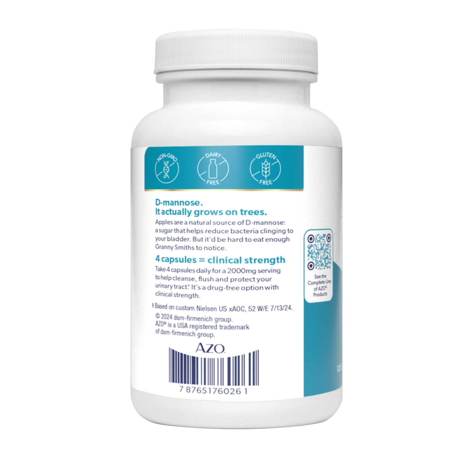 slide 2 of 6, AZO D- Mannose Uriary Health Supplement, 120 ct