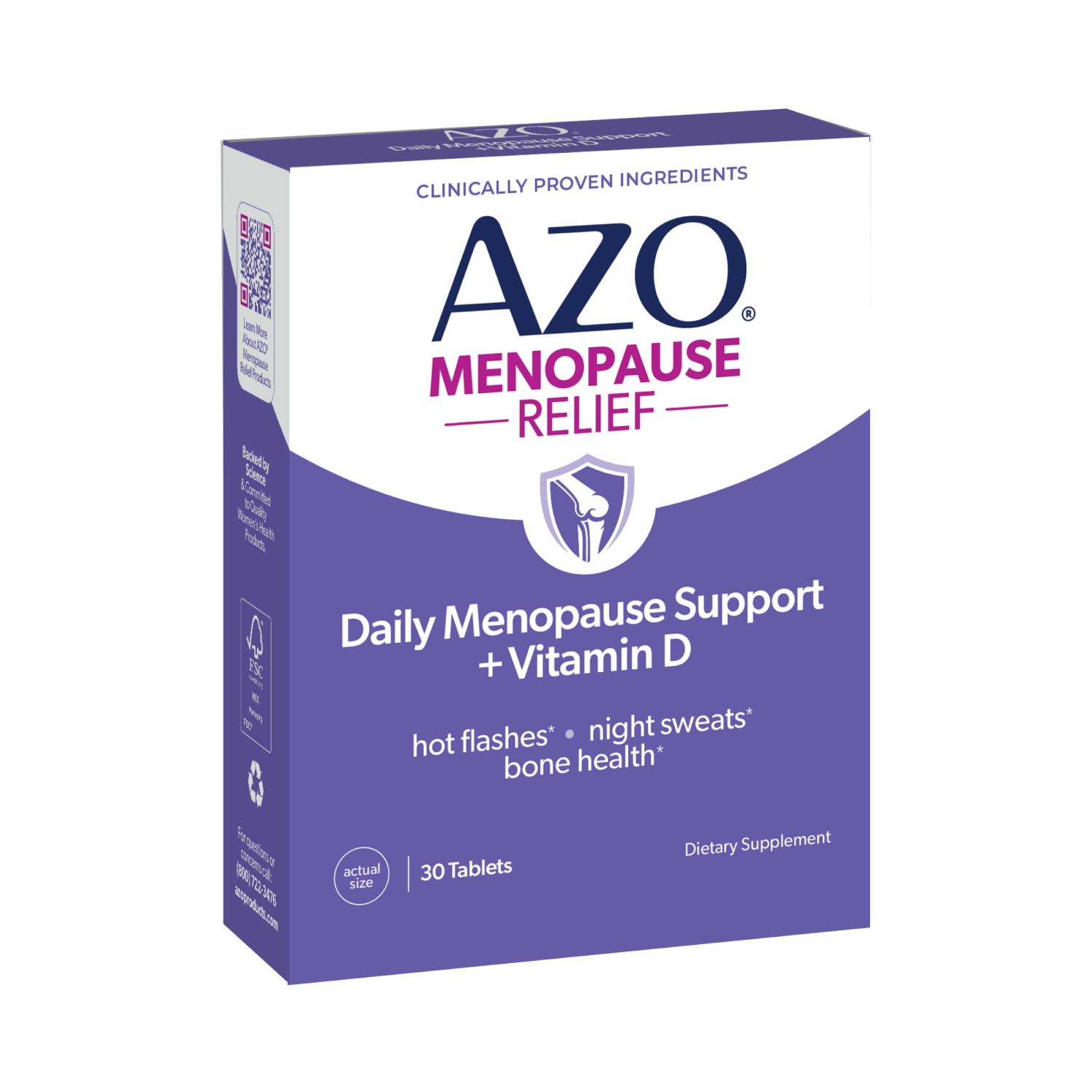 slide 3 of 4, Azo Daily Menopause Relief W/Vitamin D 30Ct, 30 ct