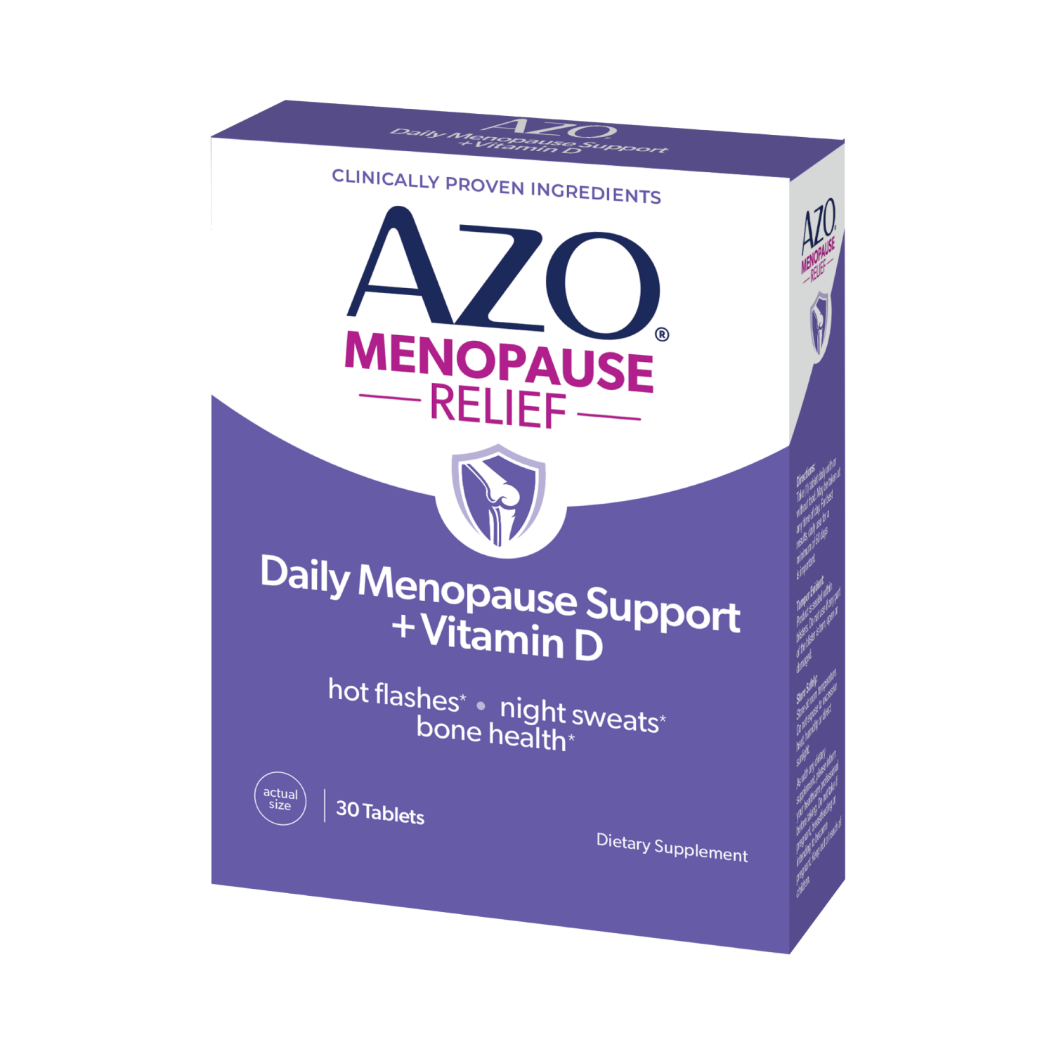slide 4 of 4, Azo Daily Menopause Relief W/Vitamin D 30Ct, 30 ct