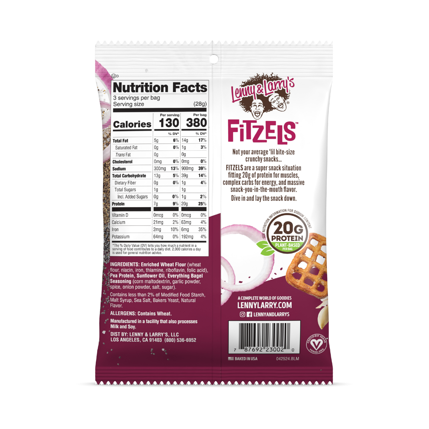 slide 2 of 2, Lenny & Larry's Fitzels Protein Everything Bagel Seasoned Pretzels 3 oz, 3 oz