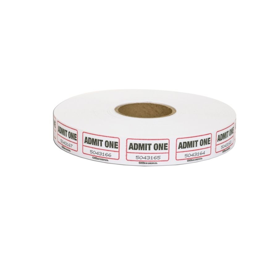 slide 10 of 10, Office Depot Brand Ticket Roll, Single Coupon, Assorted, Roll Of 2,000, No Color Choice, 1 ct