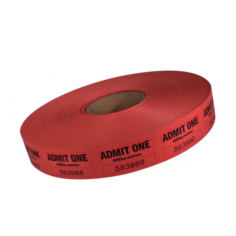 slide 8 of 10, Office Depot Brand Ticket Roll, Single Coupon, Assorted, Roll Of 2,000, No Color Choice, 1 ct