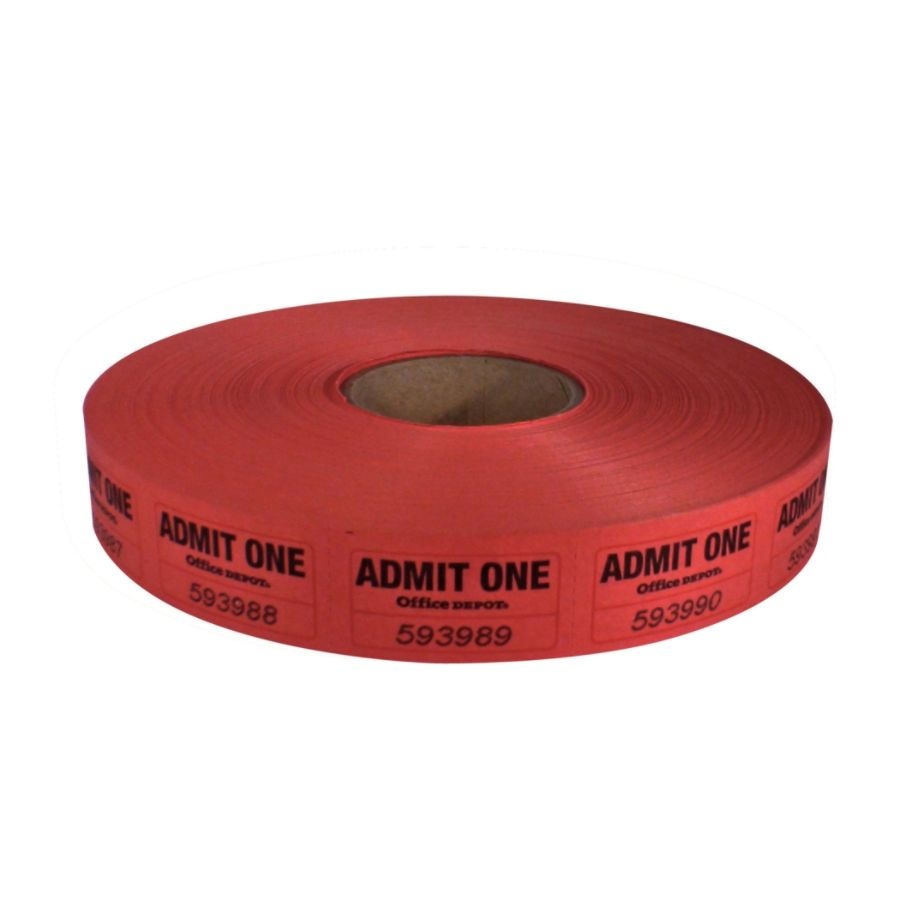 slide 7 of 10, Office Depot Brand Ticket Roll, Single Coupon, Assorted, Roll Of 2,000, No Color Choice, 1 ct