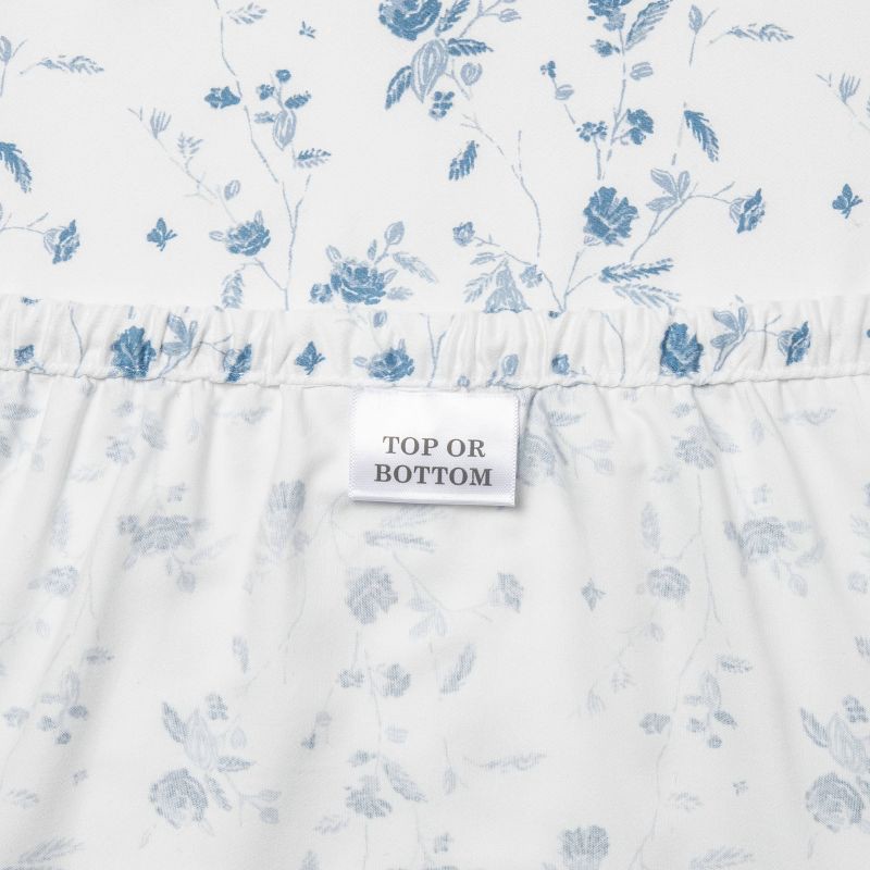 slide 4 of 4, Twin/Twin XL Printed Performance 400 Thread Count Sheet Set White/Blue Floral - Threshold™, 1 ct