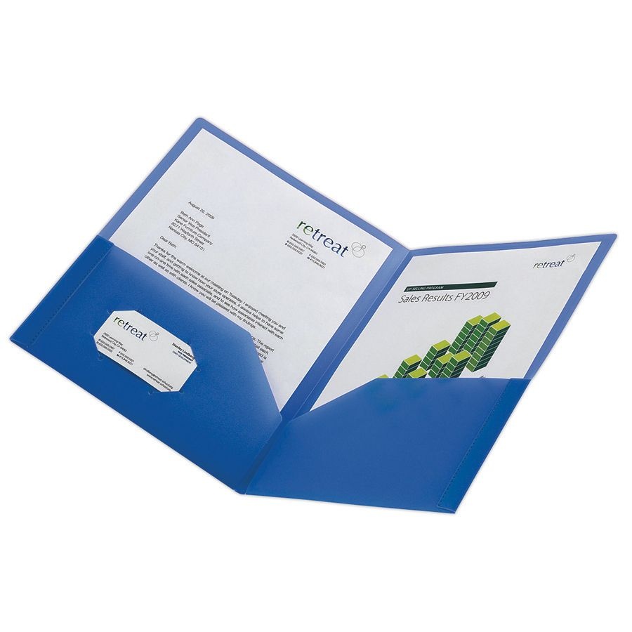 slide 2 of 2, Office Depot Brand School-Grade 2-Pocket Poly Folder, Letter Size, Blue, 1 ct