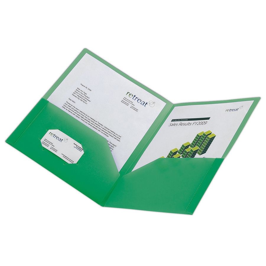 slide 2 of 2, Office Depot Brand 2-Pocket Poly Folder, Letter Size, Green, 1 ct