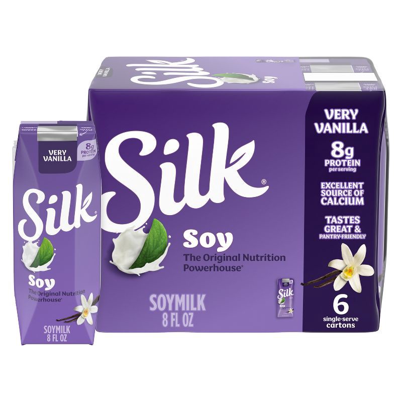 slide 1 of 12, Silk Shelf Stable Very Vanilla Soy Milk - 6ct/8 fl oz Boxes, 6 ct; 8 fl oz
