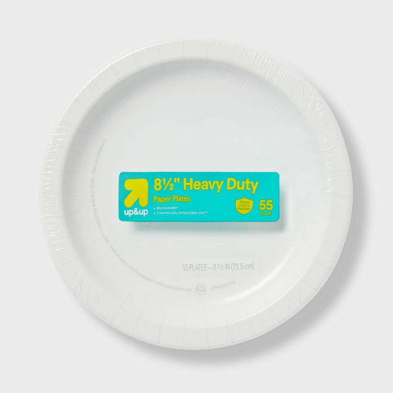 slide 1 of 3, White Paper Plates 8.5" - 55ct- up&up™, 55 ct