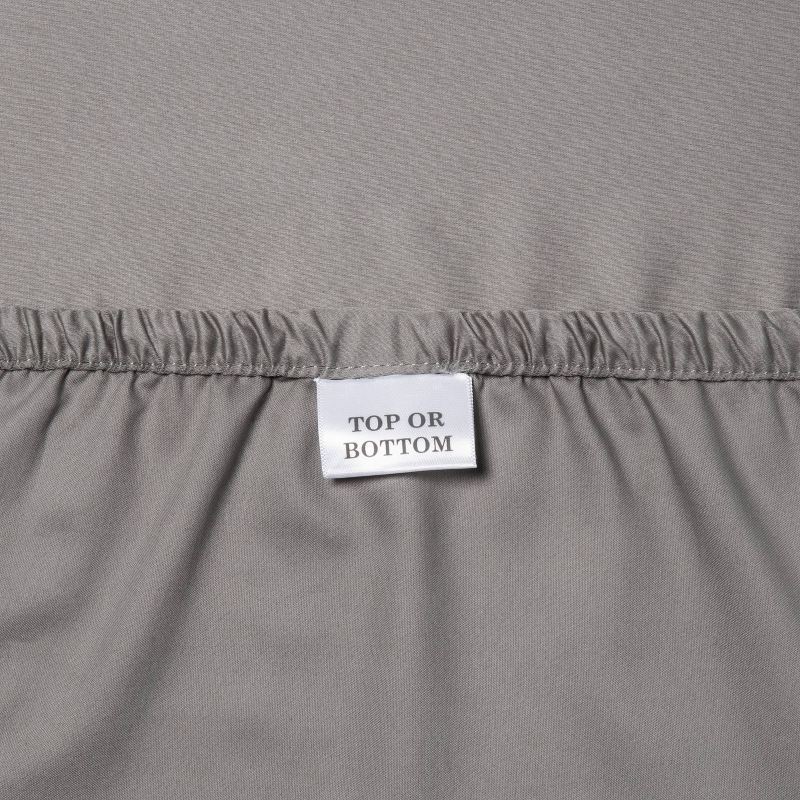 slide 3 of 3, Twin/Twin XL Solid Performance 400 Thread Count Sheet Set Gray - Threshold™: Cotton Sateen, OEKO-TEX Certified, 1 ct