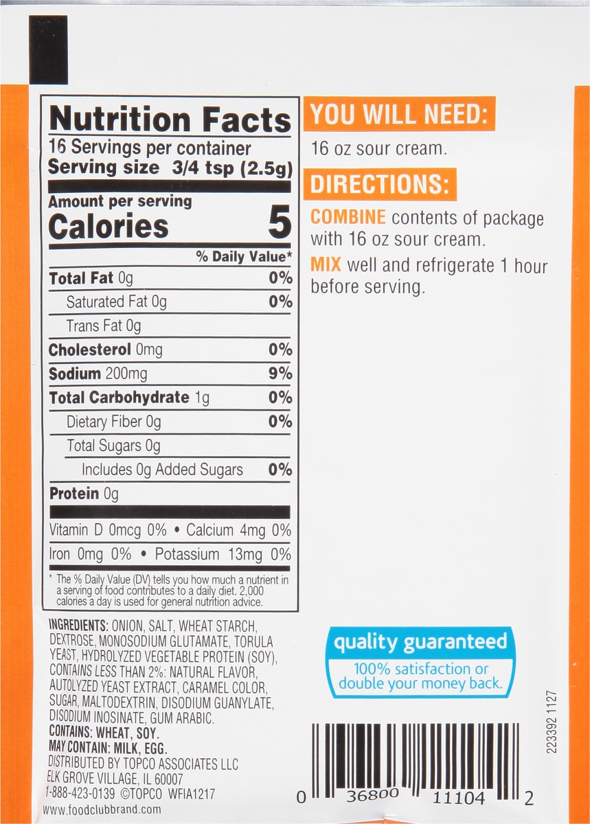 slide 2 of 2, Food Club Onion Dip Mix 1.34 oz, 1.34 oz