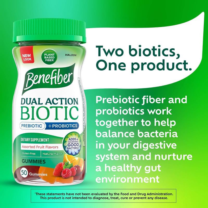 slide 2 of 13, Benefiber Fiber+ Probiotic Gummies - 50ct, 50 ct