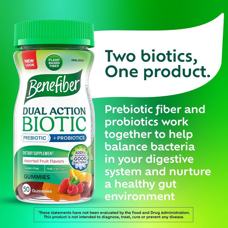 slide 3 of 12, Benefiber Fiber+ Probiotic Gummies - 50ct, 50 ct