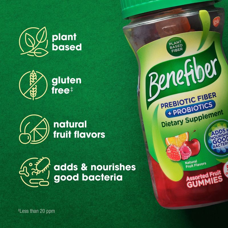 slide 12 of 12, Benefiber Fiber+ Probiotic Gummies - 50ct, 50 ct