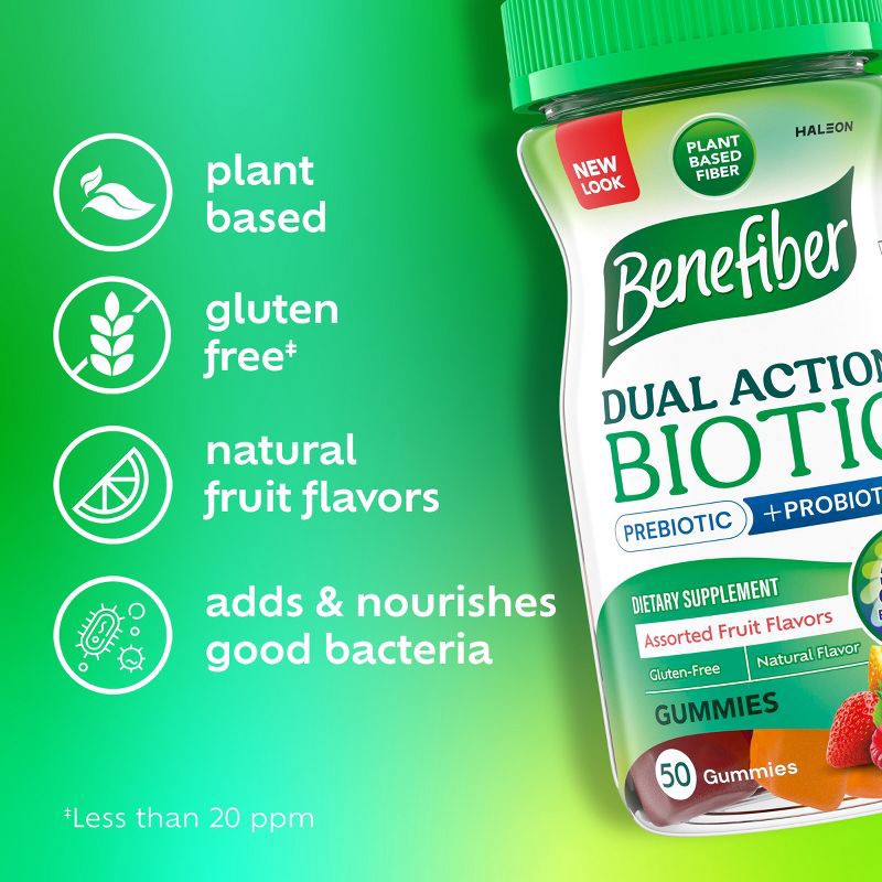 slide 5 of 12, Benefiber Fiber+ Probiotic Gummies - 50ct, 50 ct