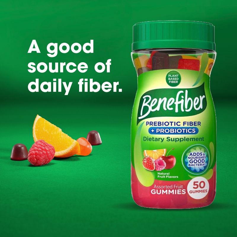 slide 5 of 11, Benefiber Fiber+ Probiotic Gummies - 50ct, 50 ct