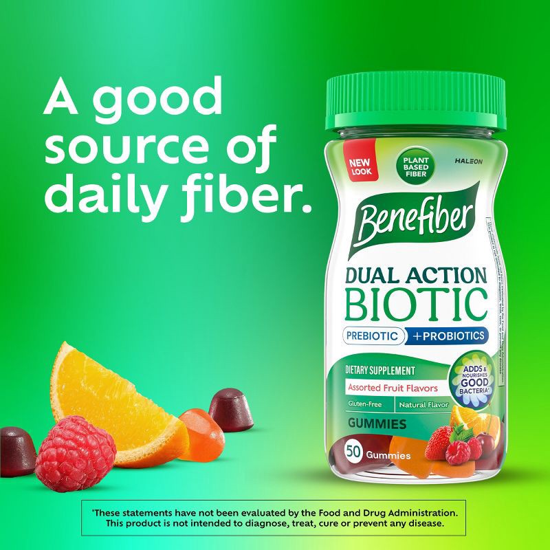 slide 6 of 12, Benefiber Fiber+ Probiotic Gummies - 50ct, 50 ct