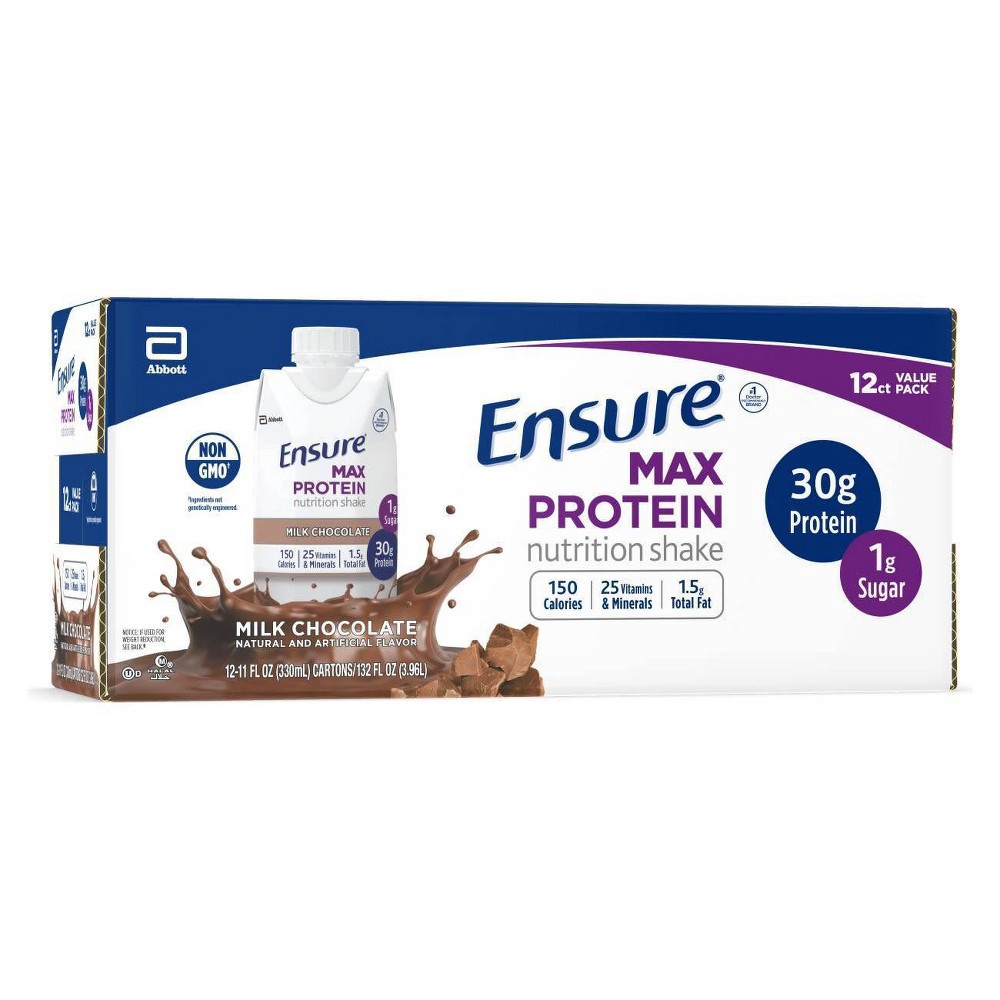 slide 3 of 7, Ensure Max Protein Nutritional Shake - Chocolate - 12pk/132 fl oz, 132 fl oz