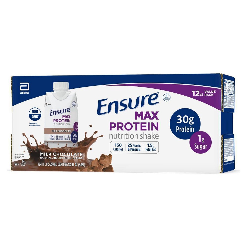 slide 4 of 7, Ensure Max Protein Nutritional Shake - Chocolate - 12pk/132 fl oz, 132 fl oz