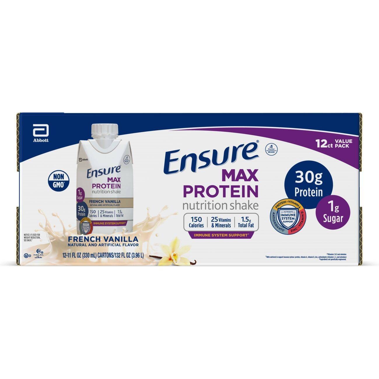 slide 1 of 7, Ensure Max Protein Nutritional Shake - Vanilla - 12ct/132 fl oz, 12 ct; 132 fl oz