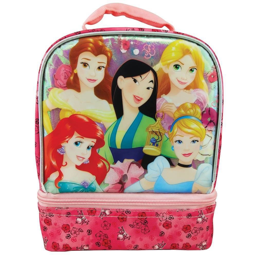 slide 1 of 5, Disney Princess Dual Compartment Lunch Bag - Pink, 1 ct