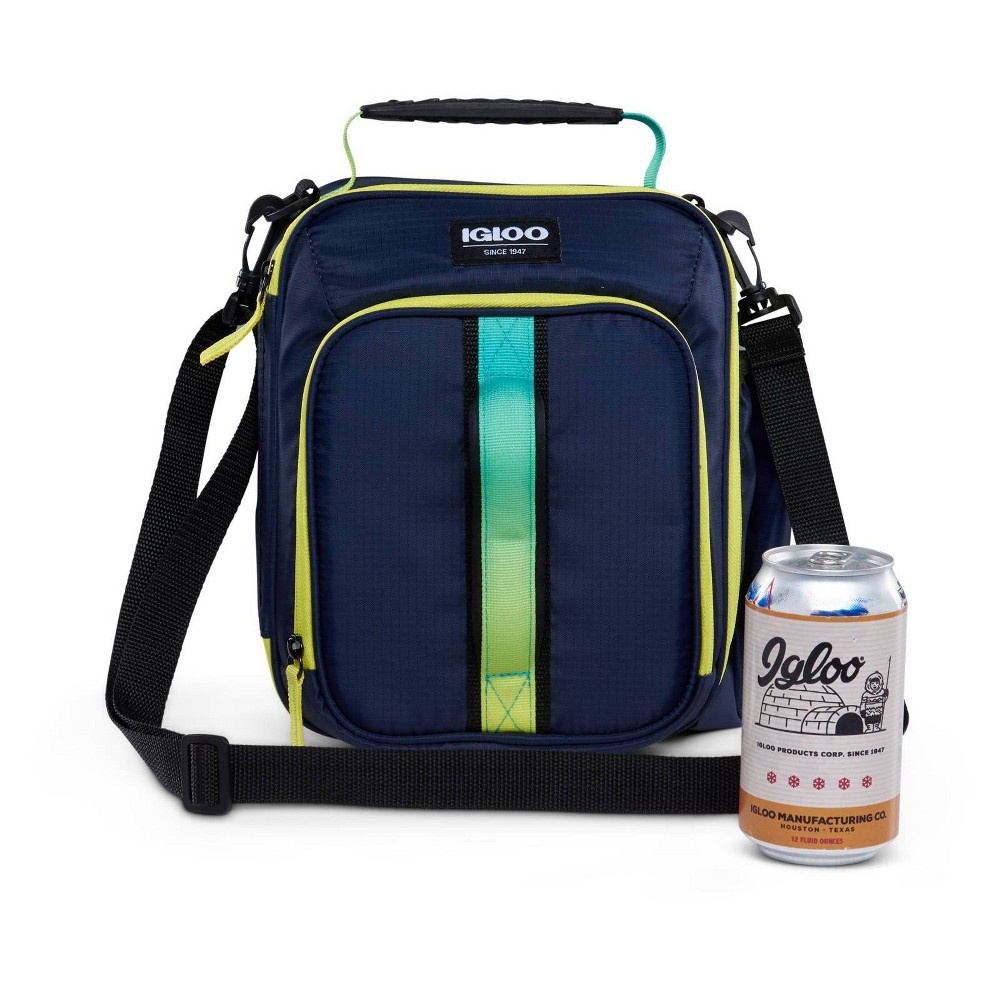 slide 11 of 11, Igloo Hot Brights Vertical Classic Molded Lunch Bag - Navy with Ombre Webbing, 1 ct