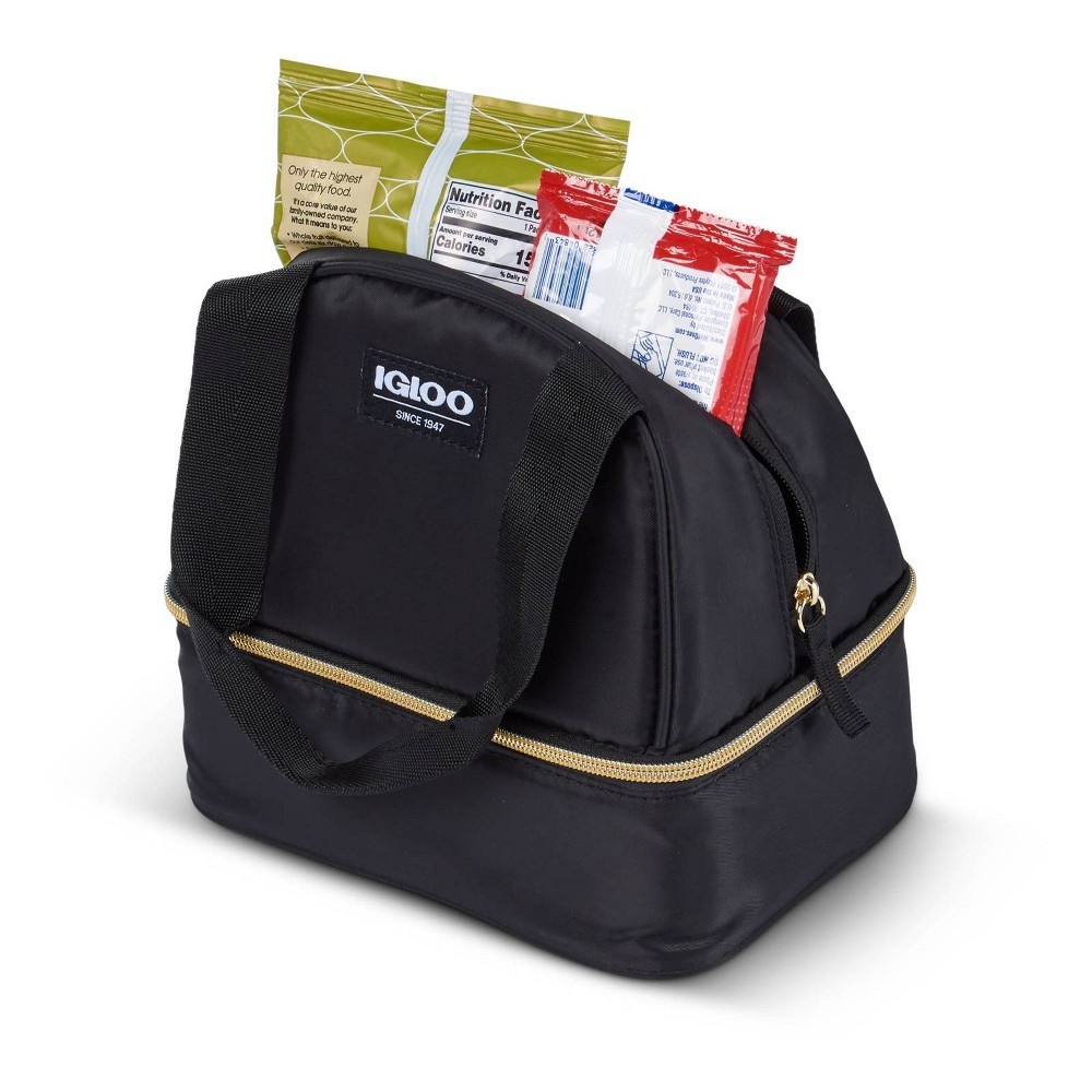 slide 4 of 11, Igloo Sport Luxe Mini Dual Compartment Lunch Bag - Black/Gold, 1 ct