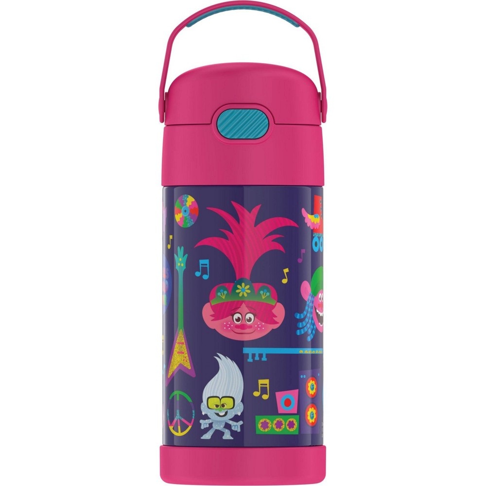 slide 2 of 8, Thermos Trolls FUNtainer Water Bottle with Bail Handle - Pink, 12 oz