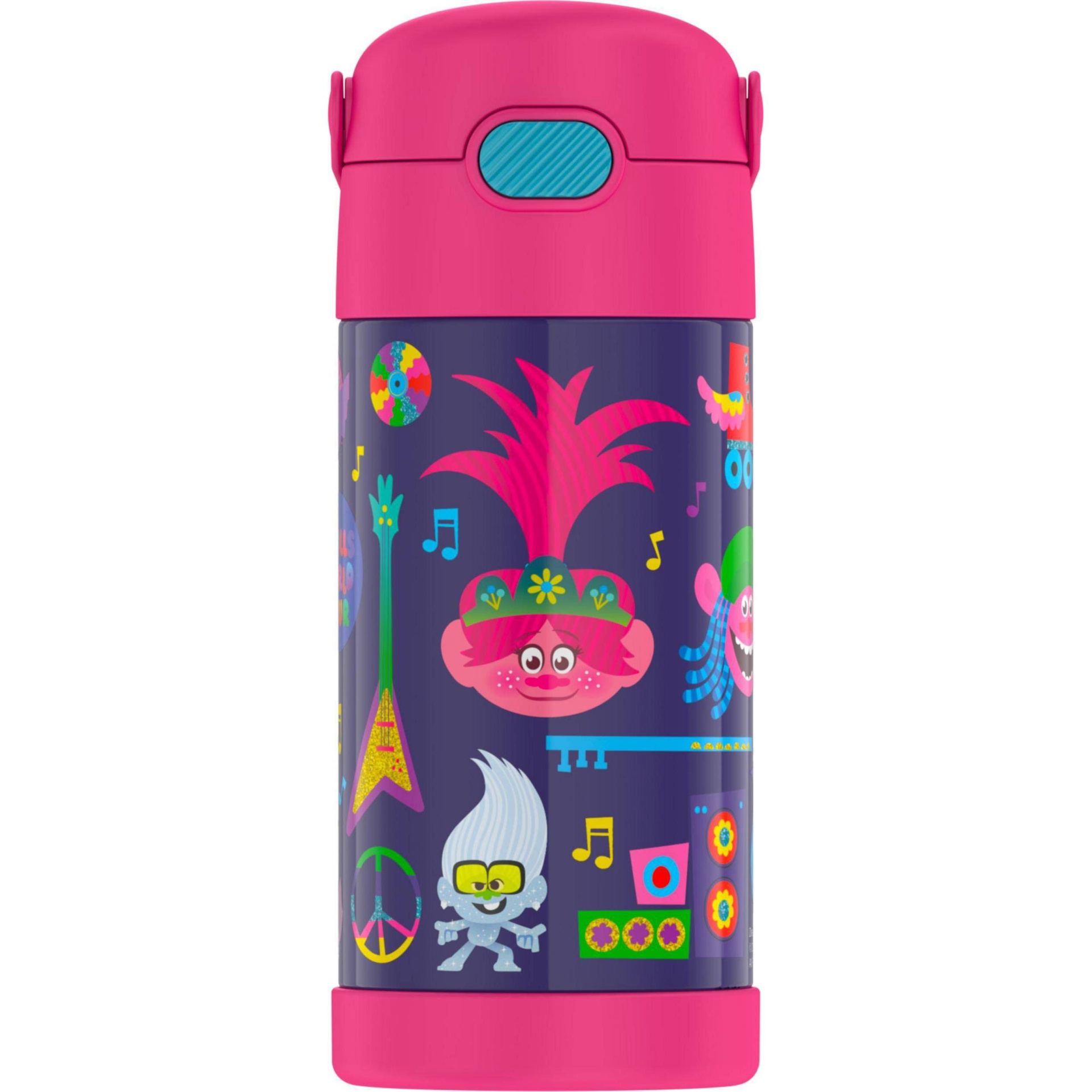 Thermos Trolls FUNtainer Water Bottle with Bail Handle - Pink 12 oz