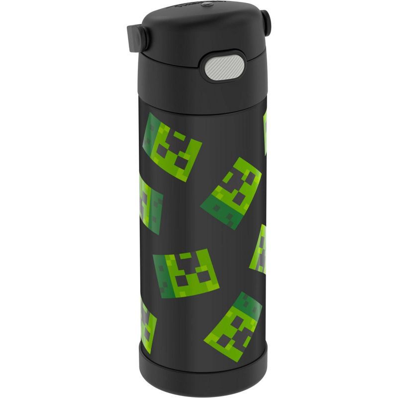 slide 4 of 10, Thermos 16oz Stainless Steel FUNtainer Water Bottle with Bail Handle - Black Minecraft, 16 oz