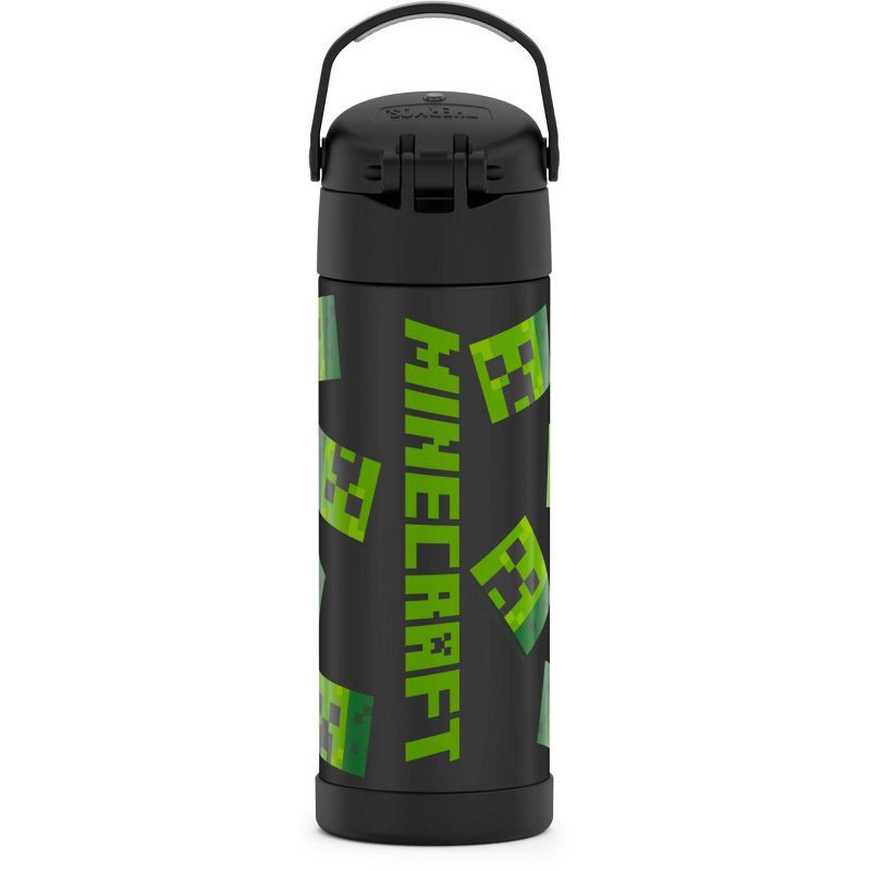 slide 5 of 10, Thermos 16oz Stainless Steel FUNtainer Water Bottle with Bail Handle - Black Minecraft, 16 oz