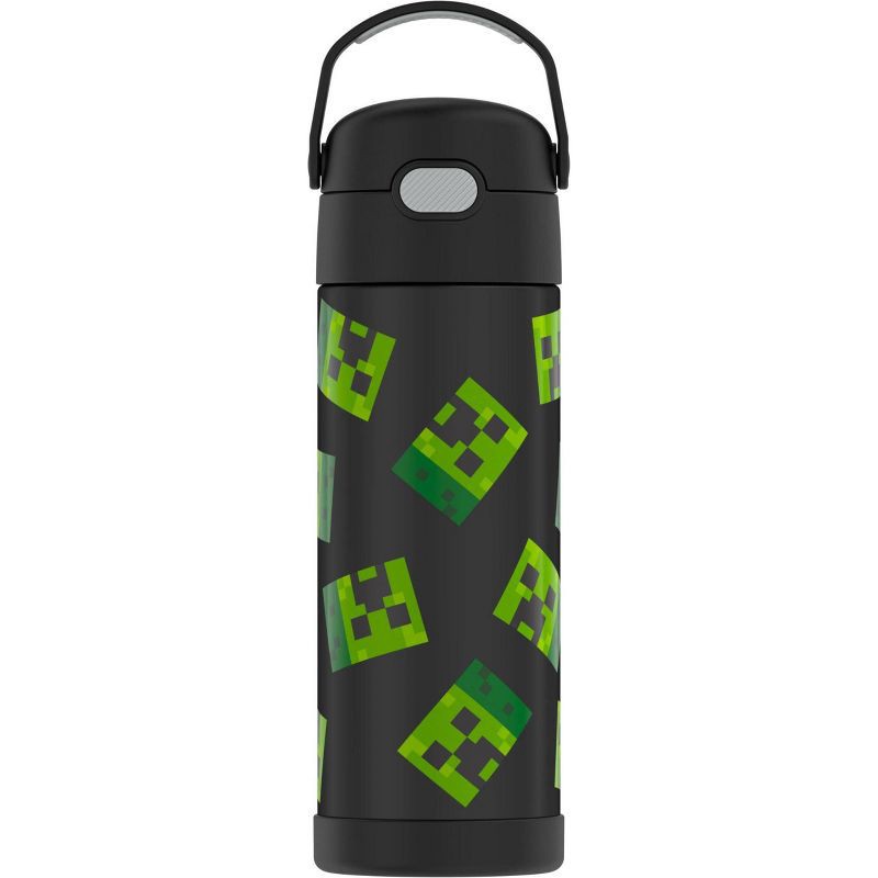 slide 1 of 10, Thermos 16oz Stainless Steel FUNtainer Water Bottle with Bail Handle - Black Minecraft, 16 oz