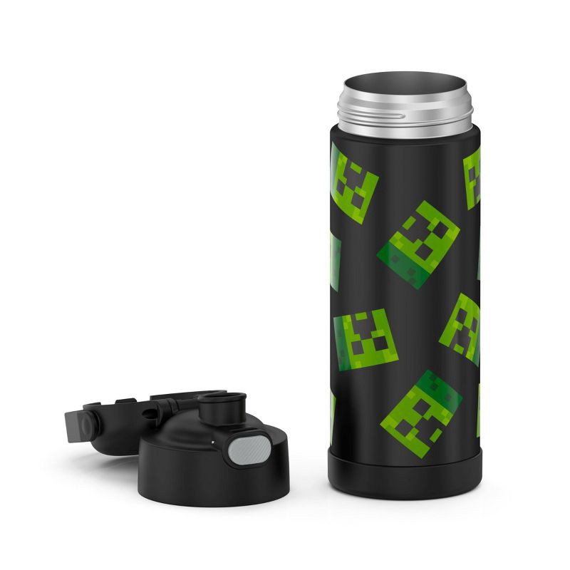 slide 9 of 10, Thermos 16oz Stainless Steel FUNtainer Water Bottle with Bail Handle - Black Minecraft, 16 oz