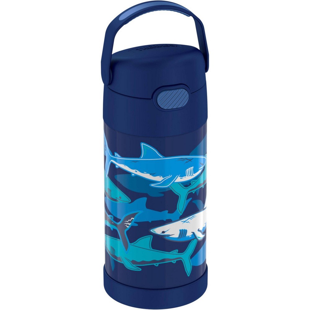 Thermos 12oz FUNtainer Water Bottle with Bail Handle - Blue Sharks
