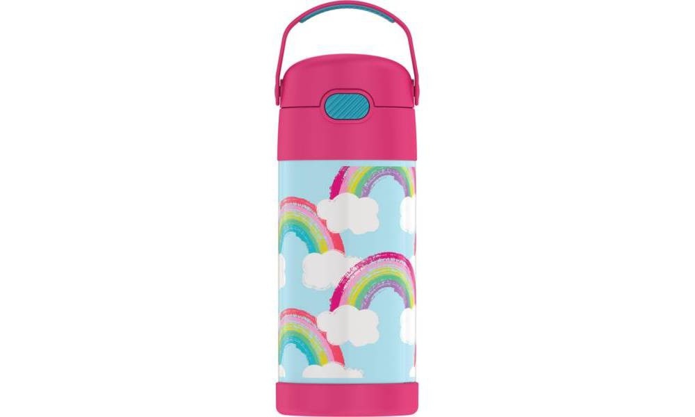  THERMOS FUNTAINER 12 Ounce Stainless Steel Vacuum Insulated Kids  Straw Bottle, Rainbows: Home & Kitchen