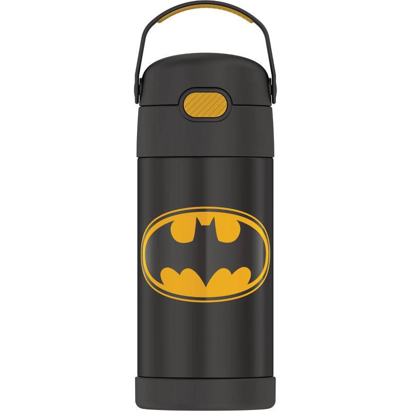 slide 2 of 9, Thermos Kids' 12oz Stainless Steel FUNtainer Water Bottle with Bail Handle - Black Batman, 1 ct