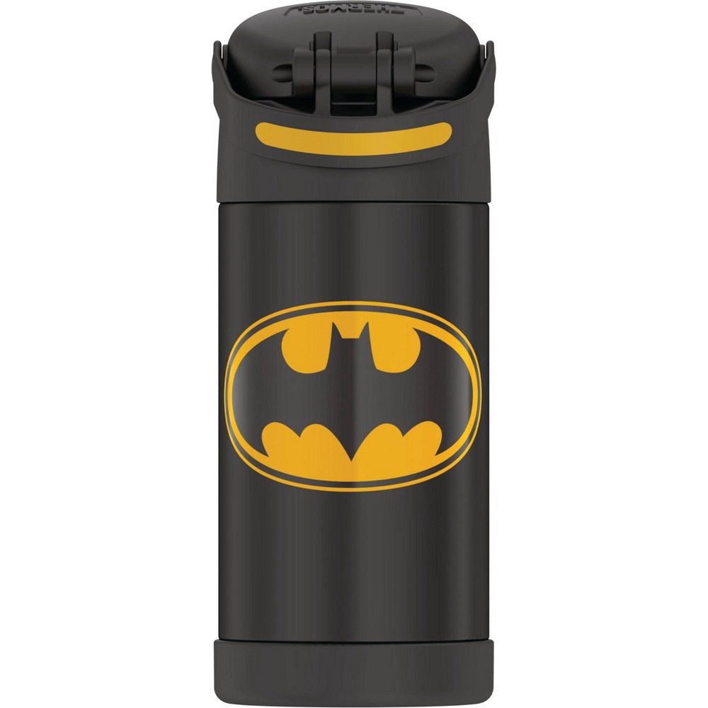 Thermos Kids Stainless Steel Vacuum Insulated Funtainer Straw bottle, Batman,  12oz 