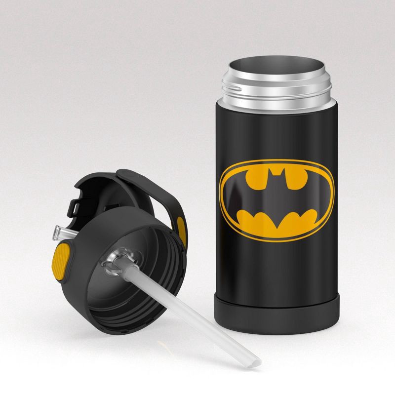 slide 5 of 9, Thermos Kids' 12oz Stainless Steel FUNtainer Water Bottle with Bail Handle - Black Batman, 1 ct