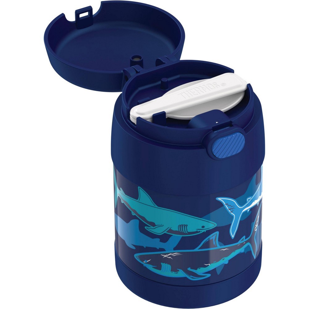 slide 4 of 11, Thermos 10oz FUNtainer Food Jar with Spoon - Navy Sharks, 1 ct