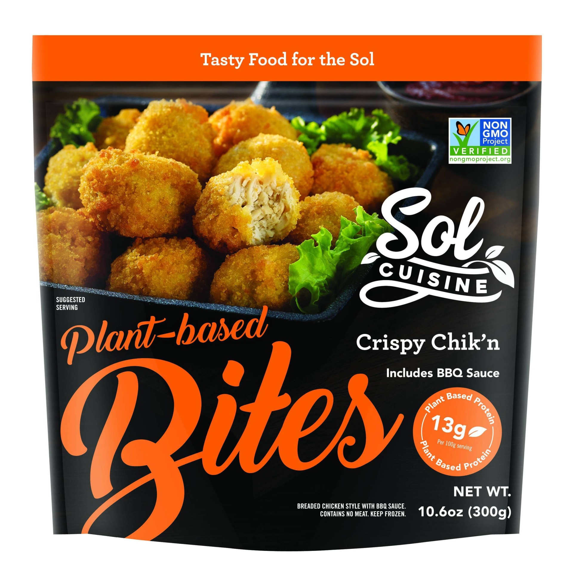 slide 1 of 1, Sol Cuisine Crispy Chik'n Bites with BBQ Sauce - Frozen, 10.6 oz